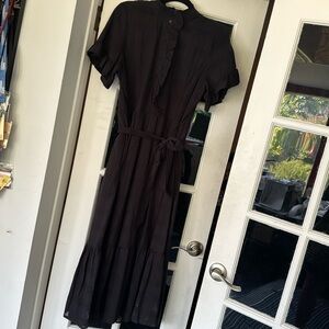 Who what where black midi dress with sheer ruffle bottom